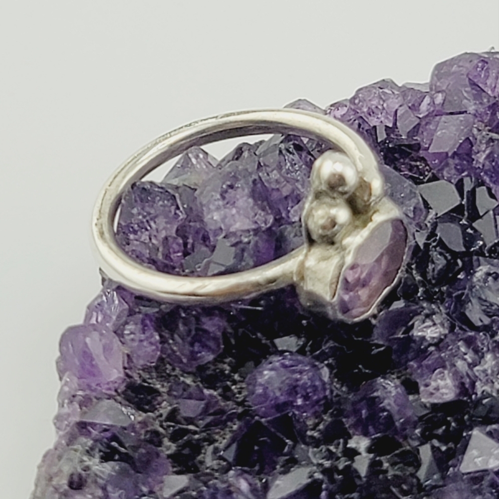 AMETHYST PRINCESS RING HANDMADE IN STERLING SILVER METAL SIZE 8.5 - Picture 6 of 6